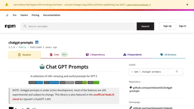 ChatGPT Prompts (Node.js)